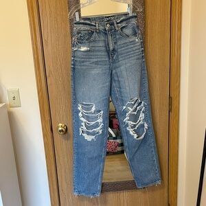 American Eagle Outfitters Ripped Boyfriend Jeans - Blue